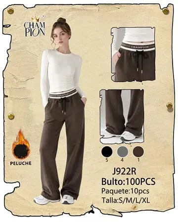 Pantalón deportivo con forro de peluche y cintura con logo
