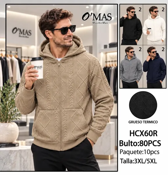 Sudadera tejida con capucha y cierre para hombre