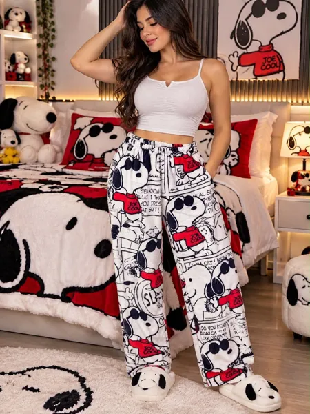 Pantalón de pijama de felpa de Snoopy