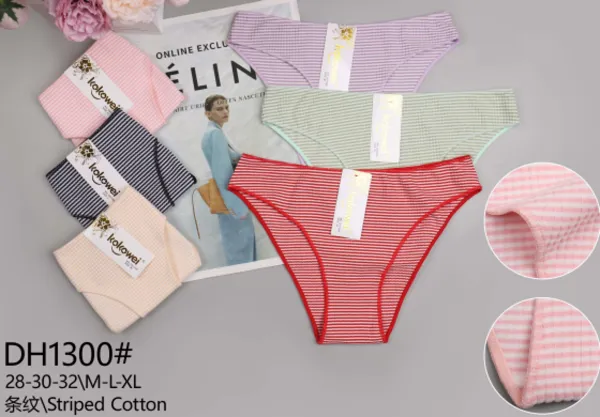 Calzón bikini de algodón a rayas para dama