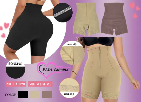 Faja colombiana short de tiro alto con cierre y encaje