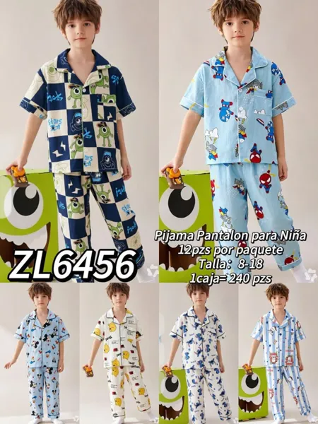 Pijama infantil de manga corta con estampado de personajes