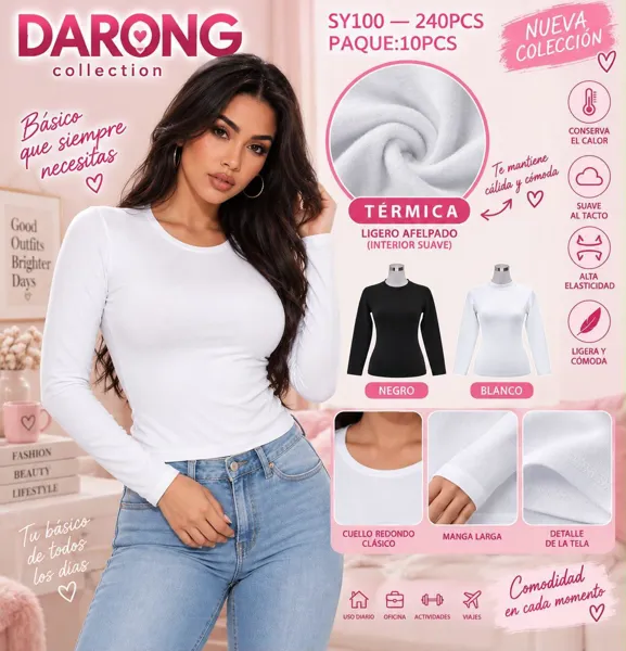 Playera térmica de manga larga afelpada