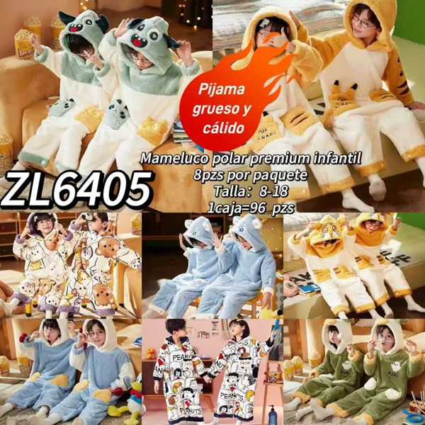 Mameluco polar premium infantil con capucha de animalitos ZL6405