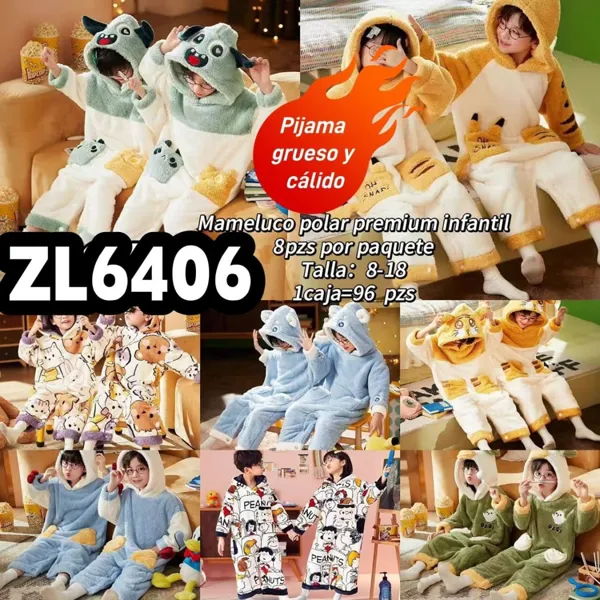 Mameluco polar premium infantil con capucha de animalitos ZL6406