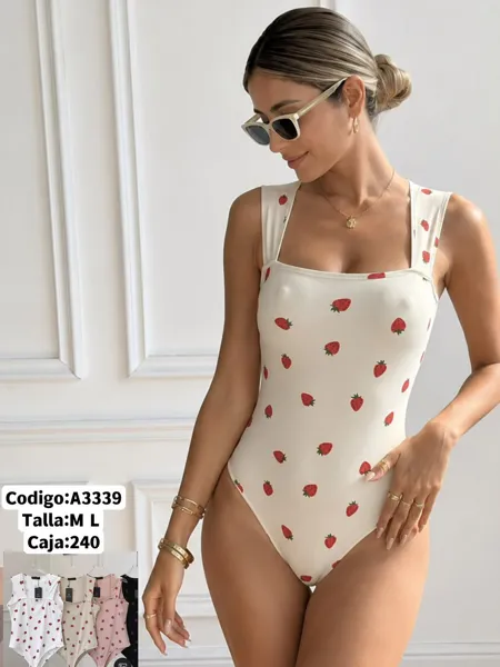 Body de tirantes con estampado de fresas
