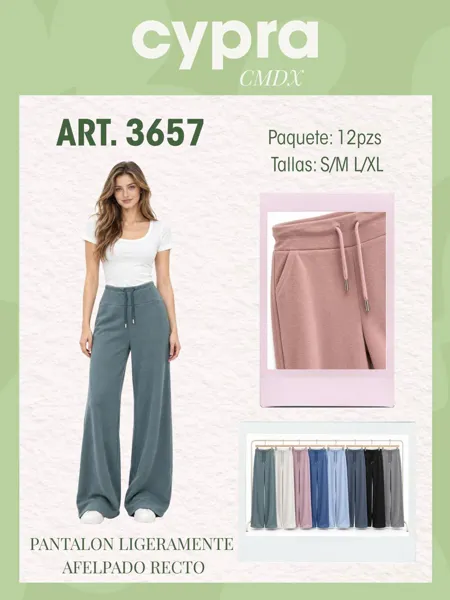 Pantalón recto ligeramente afelpado con cordón