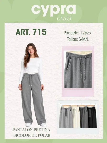 Pantalón de polar con pretina bicolor