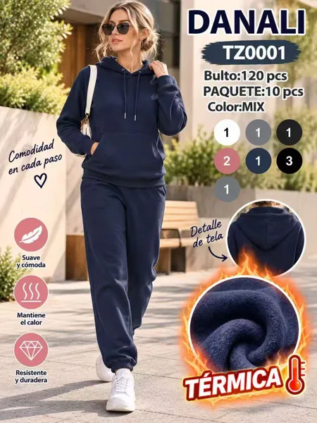 Conjunto deportivo térmico sudadera con capucha y jogger