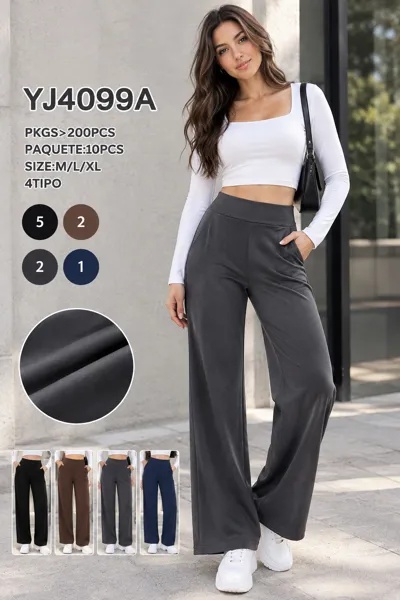Pantalón palazzo de cintura alta para mujer