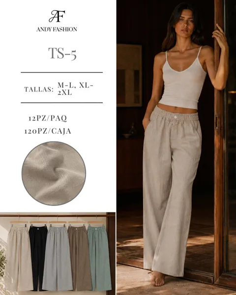 Pantalón ancho de lino casual