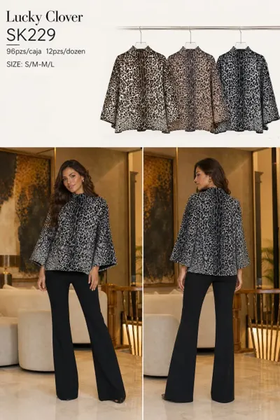 Blusa capa estampado leopardo manga ancha