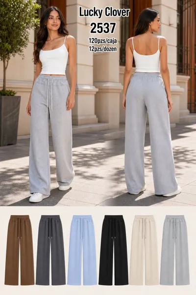Pantalón deportivo pierna ancha cordón casual