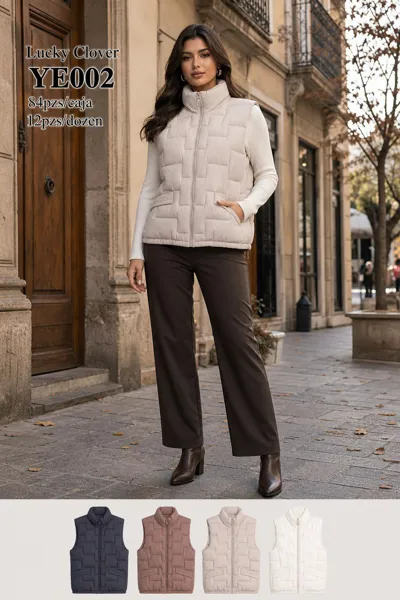 Chaleco acolchado de cuadros para mujer