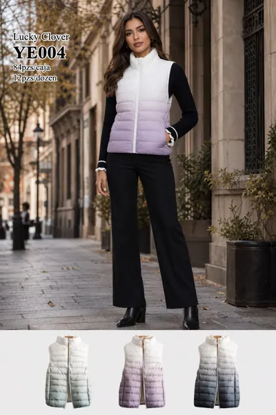 Chaleco largo acolchado degradado para mujer