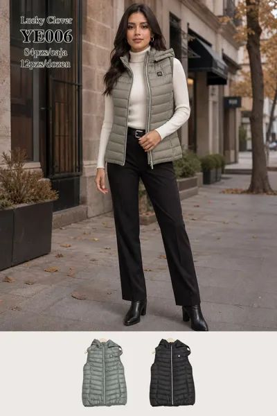 Chaleco acolchado con capucha para mujer