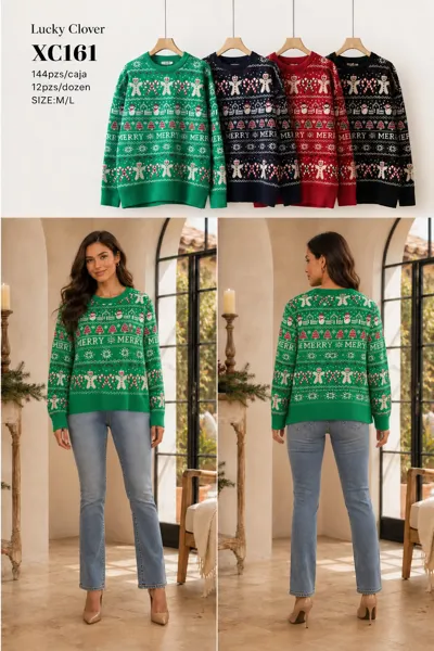 Suéter navideño estampado muñeco de jengibre