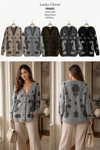 Cárdigan de punto con estampado paisley