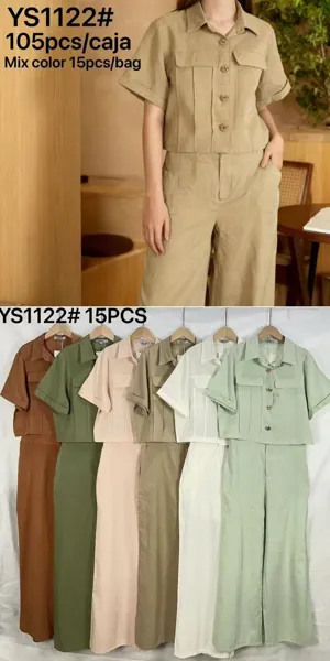 Conjunto de camisa crop y pantalón-YS1122