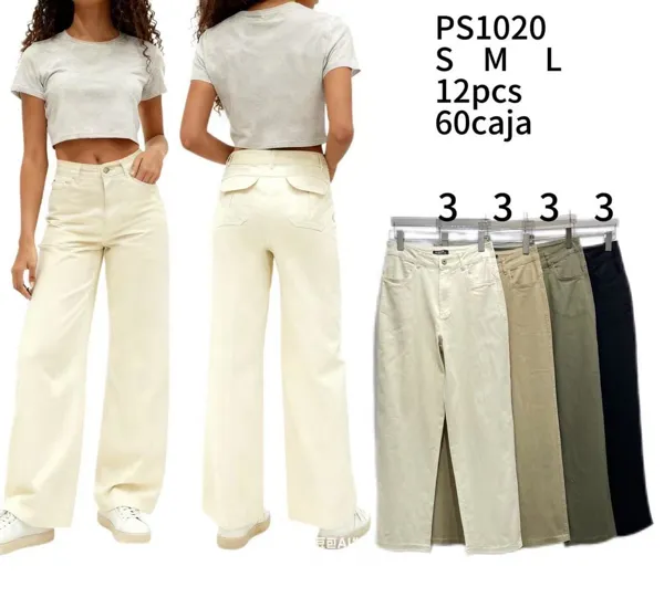 Pantalones de pierna ancha para mujer-PS1020