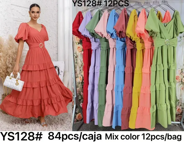 Vestido Largo Maxi con Volantes-YS128