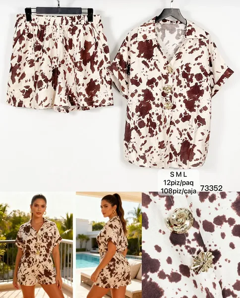 Conjunto de camisa de manga corta y shorts-73352