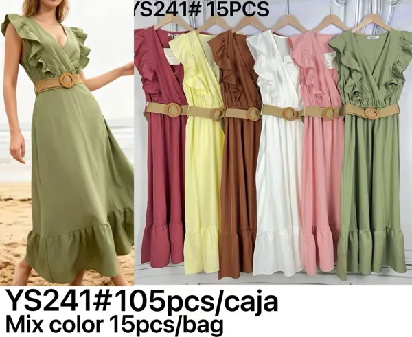 Vestido largo con cinturón-YS241