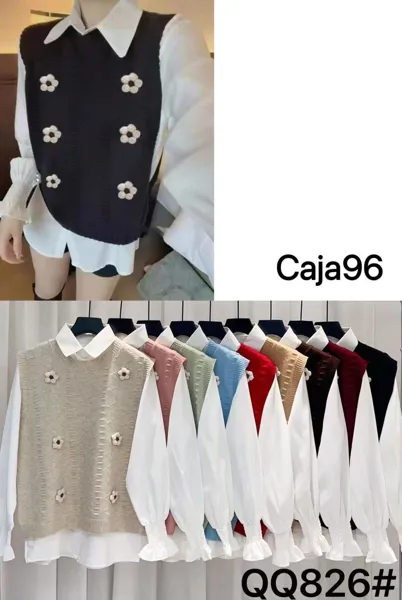 Conjunto chaleco con camisa-QQ826