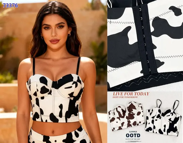 Top estilo corsé con estampado de vaca-73376