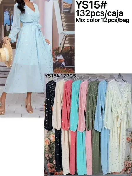 Vestido largo cruzado con estampado-YS15