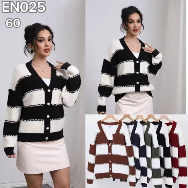 Cárdigan a rayas con botones-EN025