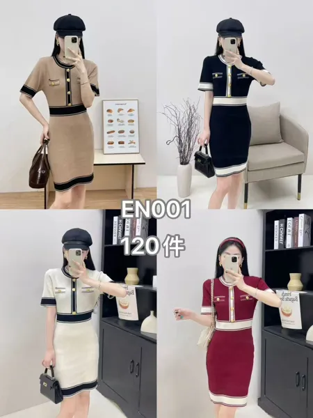 Vestido de punto con botones-EN001