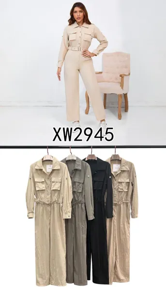 Jumpsuit tipo safari con cinturón-XW2945