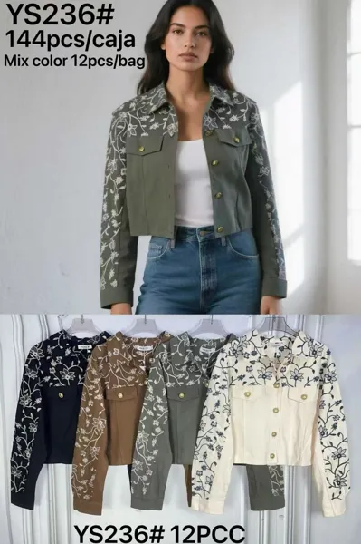 Chamarra corta con estampado floral-YS236