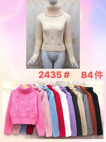 Suéter de punto con cuello alto para mujer-JY2435