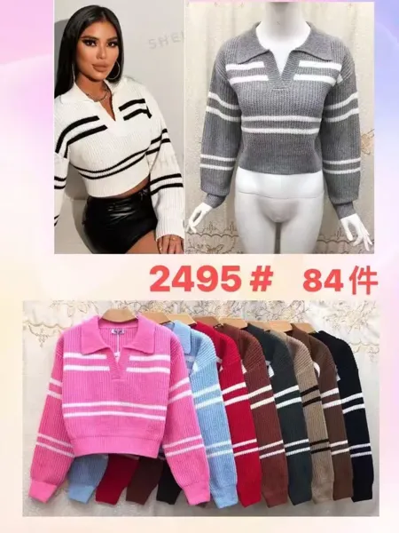 Sueter con rayas y cuello tipo polo-2495