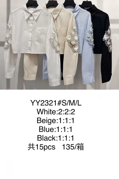 Camisa crop con adornos-YY2321