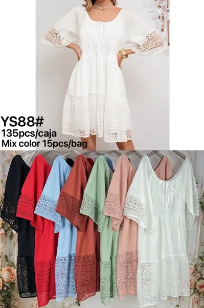 Vestido corto con detalles de encaje-YS88