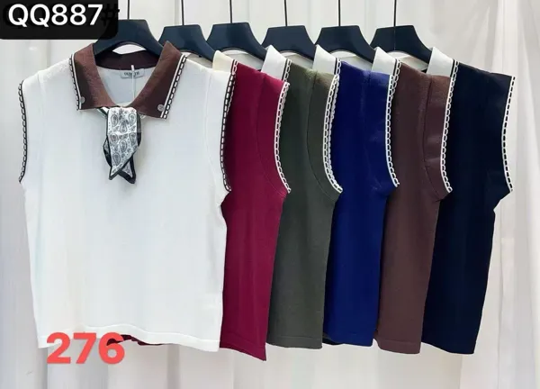 Blusa sin mangas con cuello-QQ887