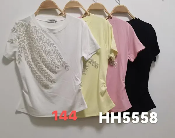 Playera estampada con detalle de hojas-HH5558