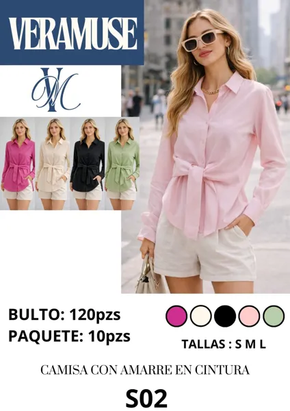 Camisa con amarre en cintura-S02