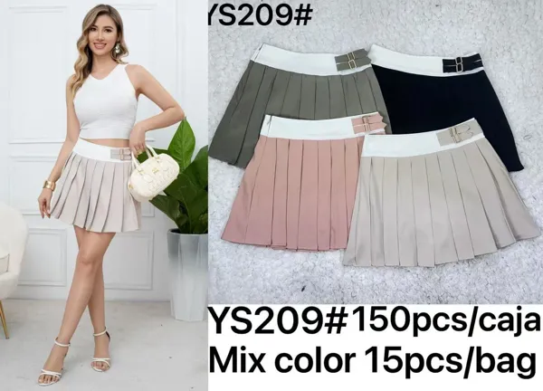 Falda plisada con hebillas-YS209