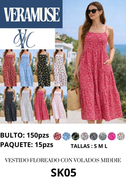 Vestido Floreado con Volados Middie-SK05