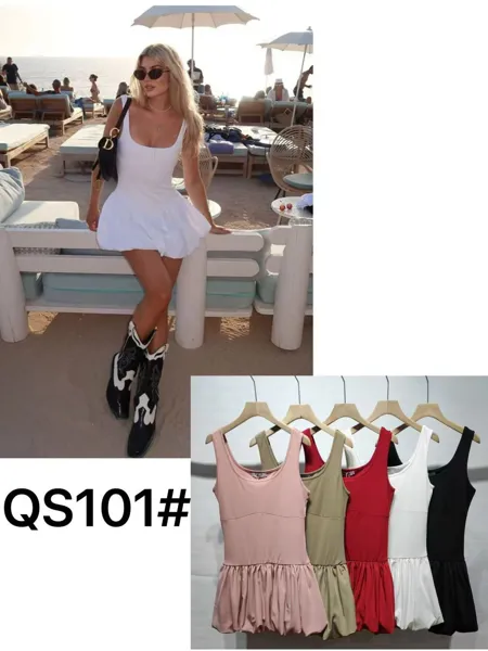Vestido corto con volantes-QS101