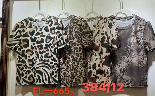 Blusas de manga corta con estampado-FL-665