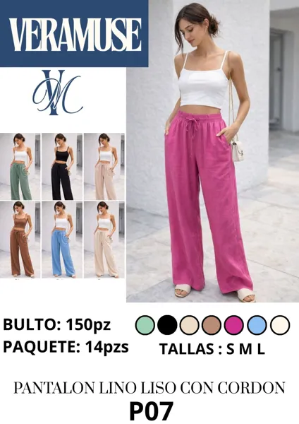Pantalón Lino Liso con Cordón-PANT07