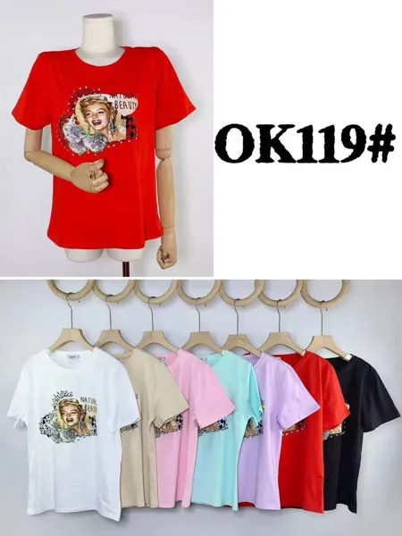 Playera de manga corta con estampado de Marilyn Monroe-OK119