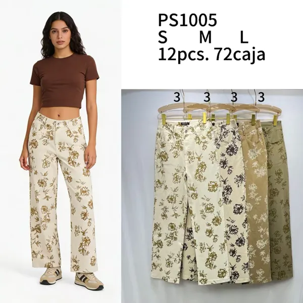 Pantalones estampados de corte recto-PS1005