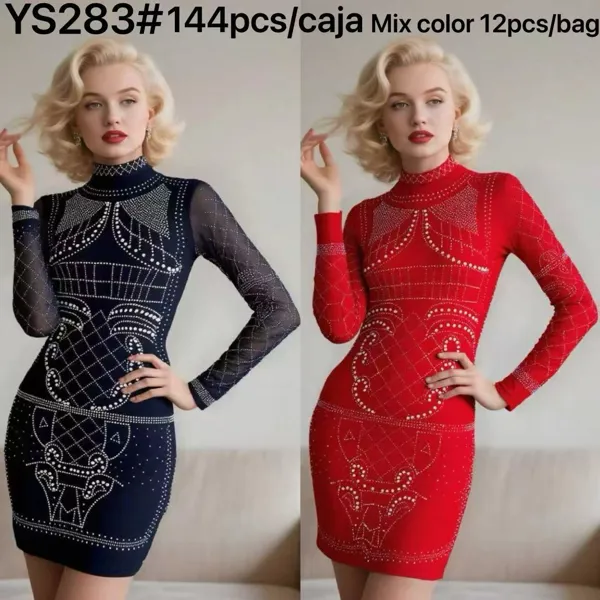 Vestido ajustado con pedrería-YS283