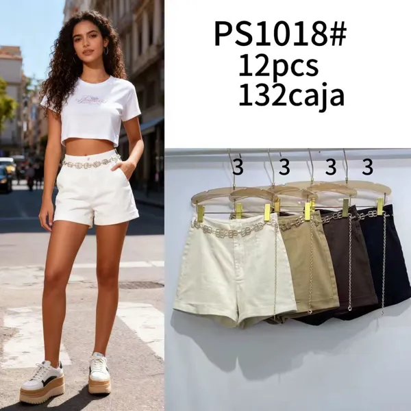 Shorts con cinturón de cadena-PS1018